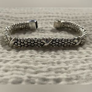 Lagos Signature Sterling Silver X Station Caviar Bracelet